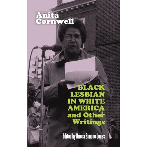 Book cover featuring a black and white photo of a woman holding papers with text about her works.