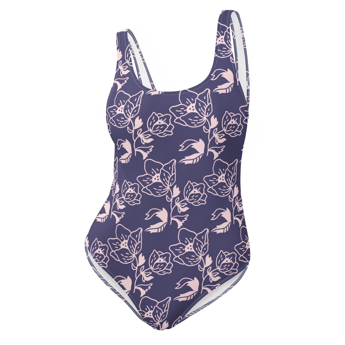 Floral-patterned swimsuit on a white background