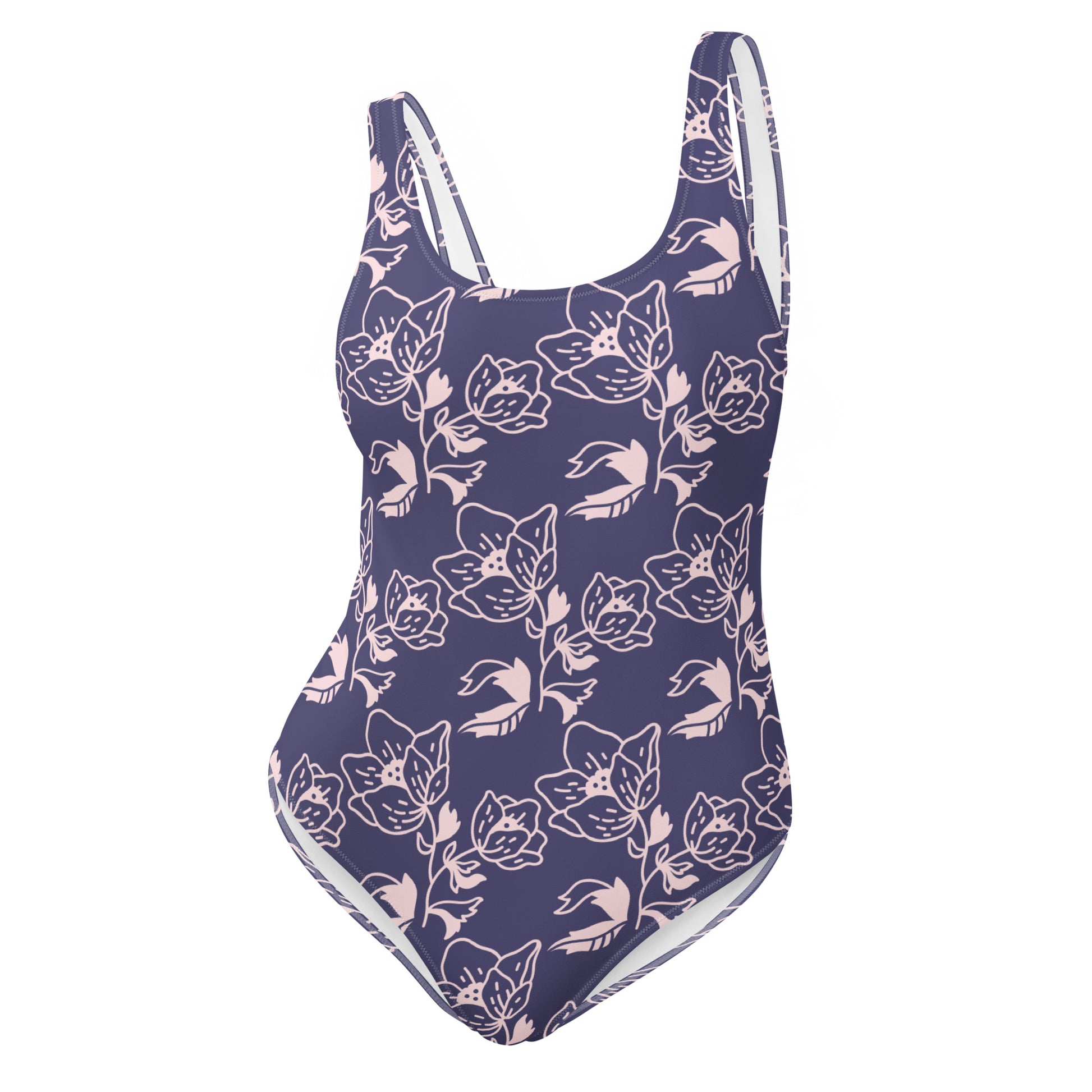 Floral-patterned swimsuit on a white background