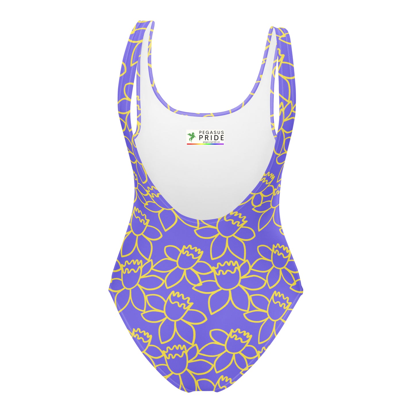 blue floral-patterned swimsuit with white top on a white background