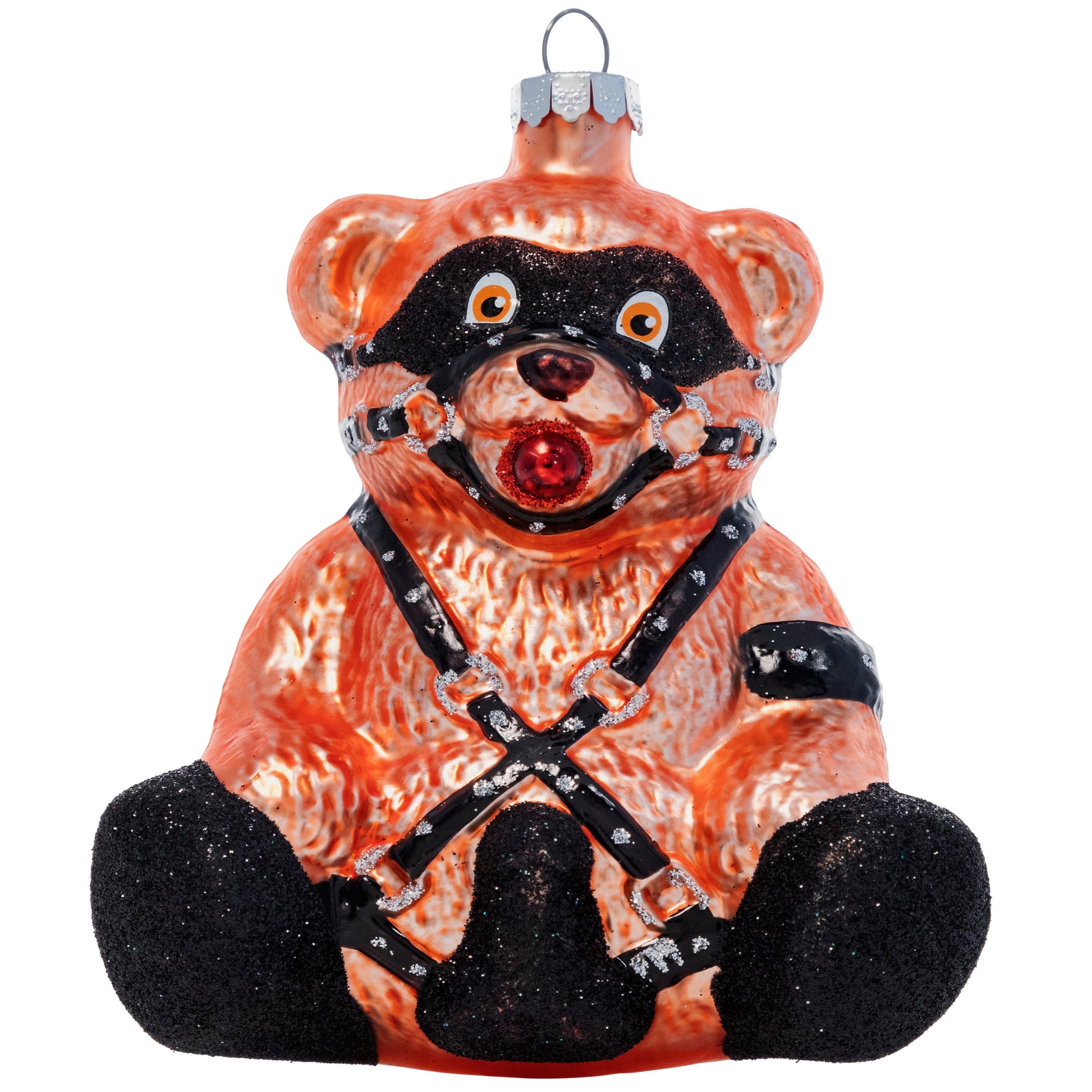 Bound and Ready Teddy – Hand-Blown Glass Holiday Ornament bound-and-ready-teddy-hand-blown-glass-holiday-christmas-ornament-front