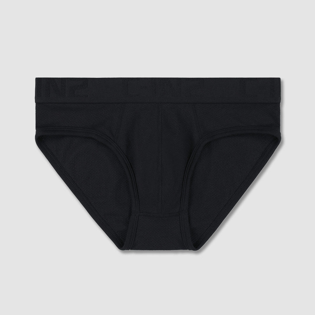 Black underwear on a light gray background