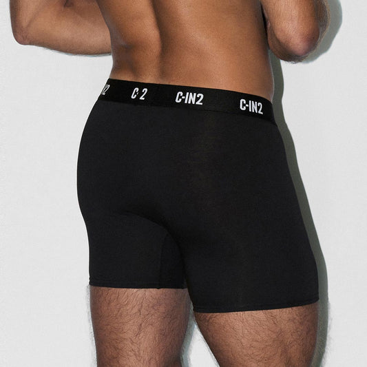 Black men's underwear with a visible C-IN2 brand logo on a light gray background