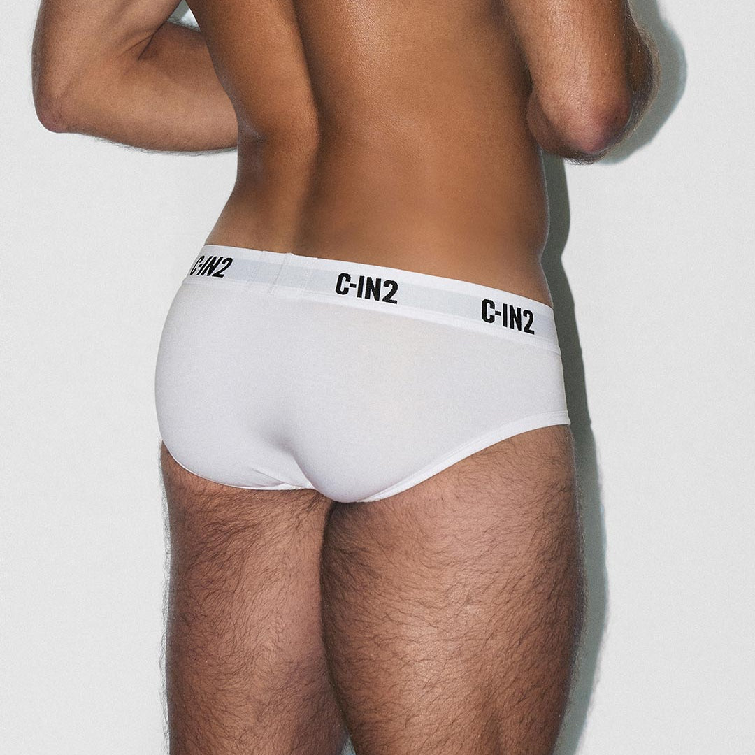 White men's underwear with 'C-IN2' brand logo on a plain background
