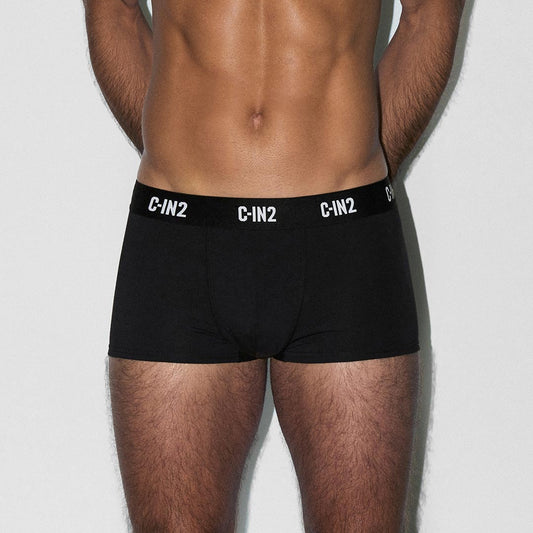 Man wearing black C-IN2 underwear against a white background