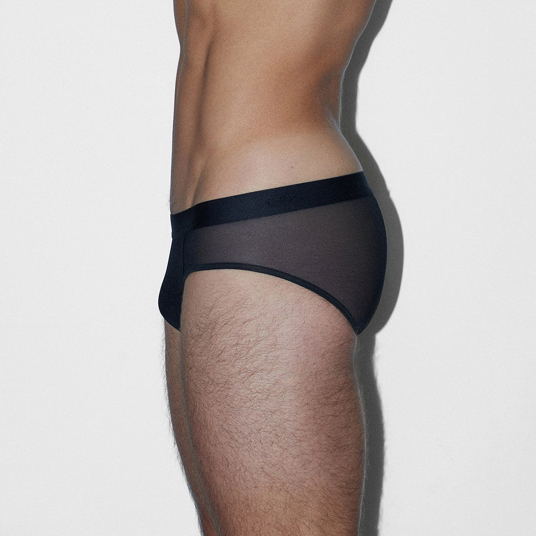 Black men's underwear on a white background