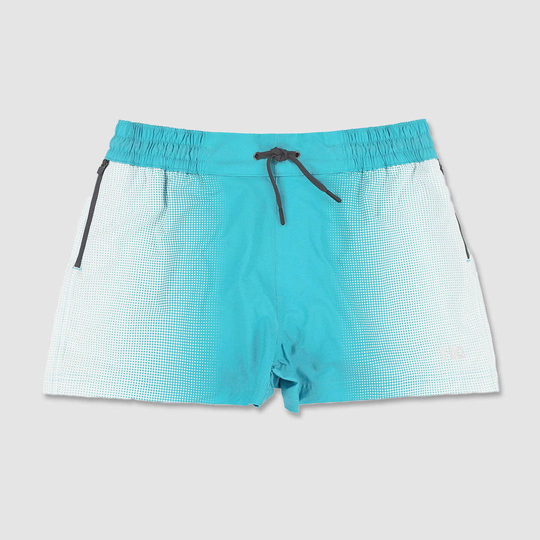 Turquoise C-IN2 swim shorts with a drawstring on a light gray background