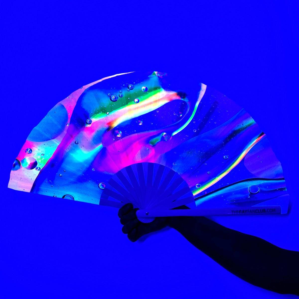 Clack Hand Fan - Energy (UV) clack-hand-fan-energy-uv-the-gay-fan-club-blacklight