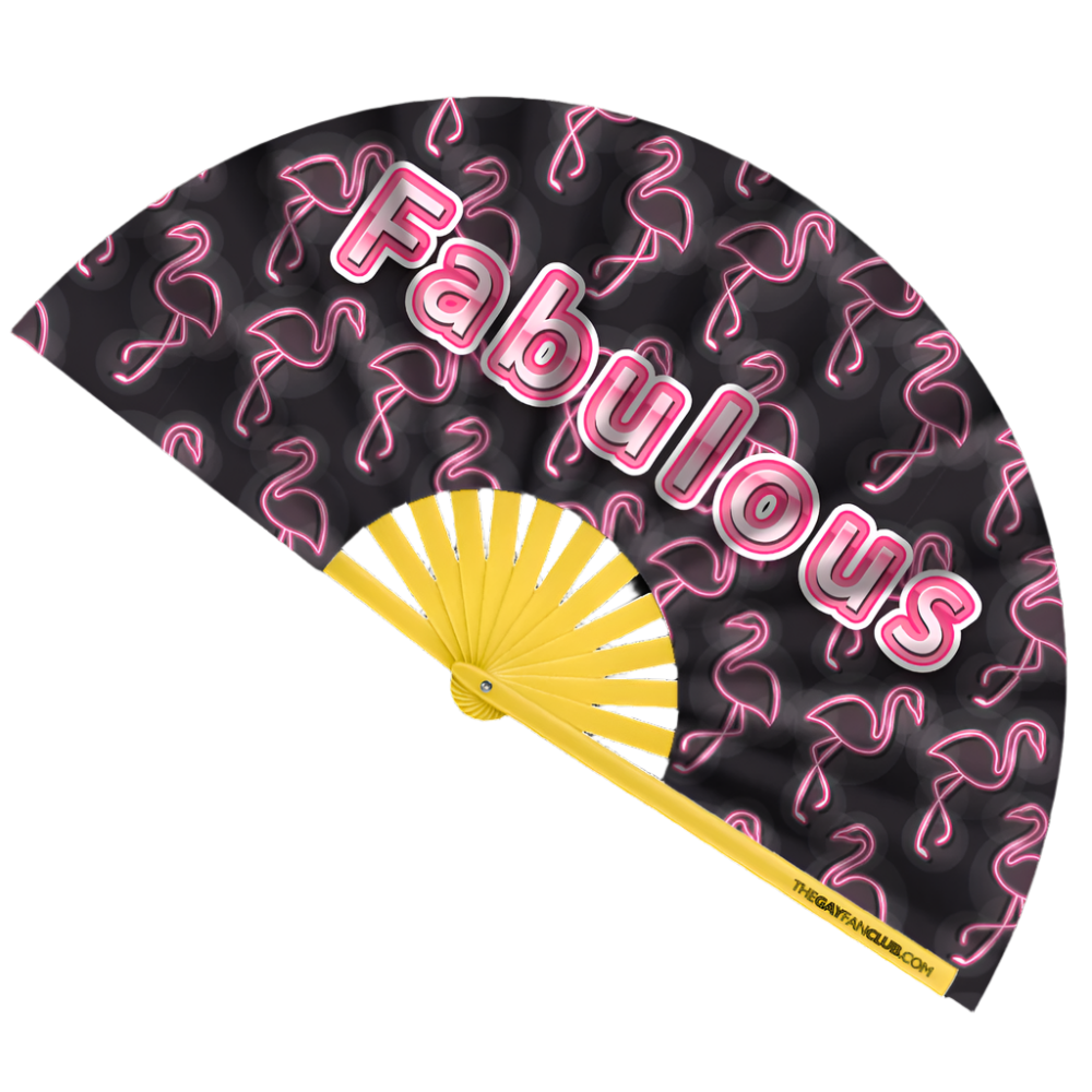 Clack Hand Fan - Fabulous Flamingo clack-hand-fan-fabulous-flamingo-front Hand Fan