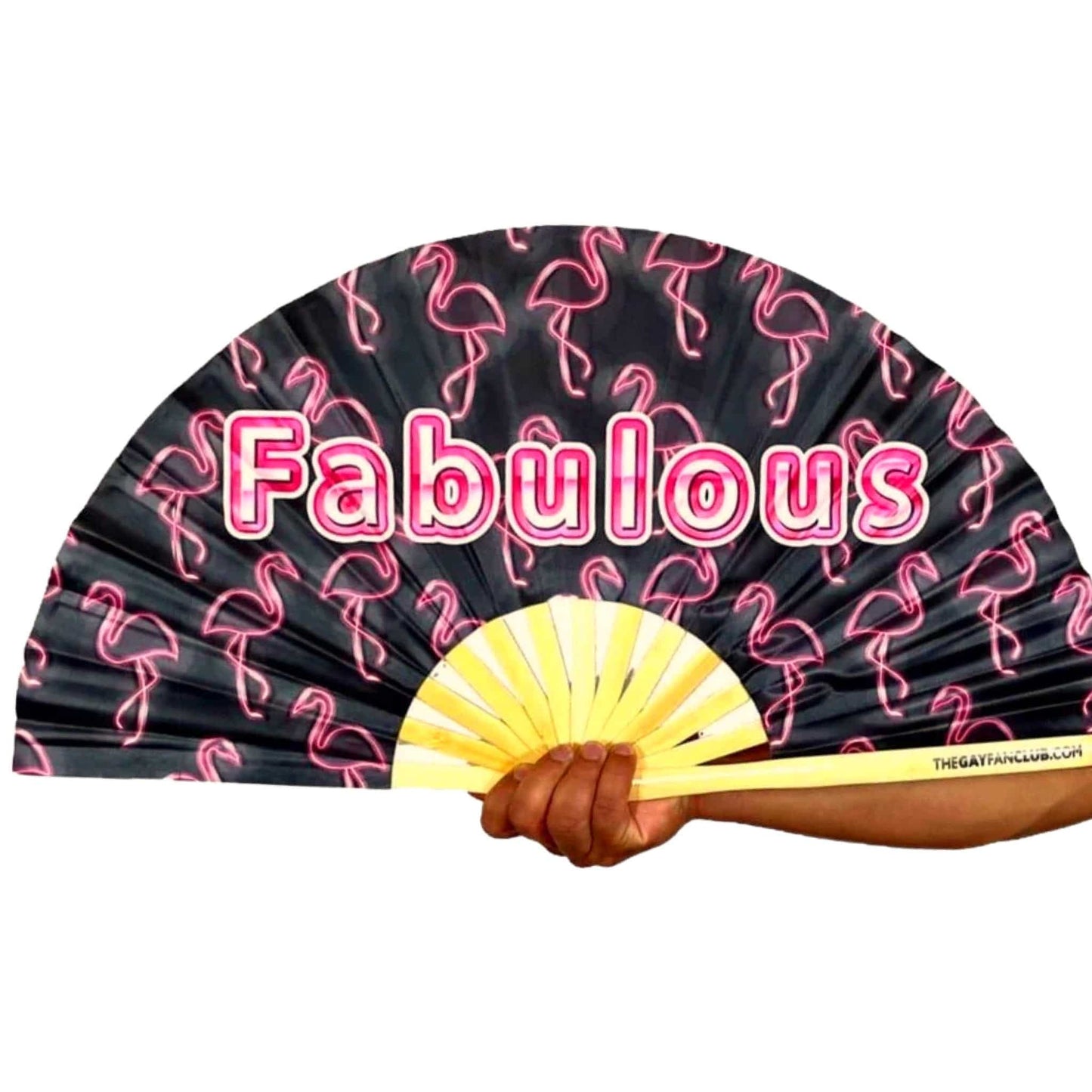Clack Hand Fan - Fabulous Flamingo clack-hand-fan-fabulous-flamingo-the-gay-fan-club Hand Fan