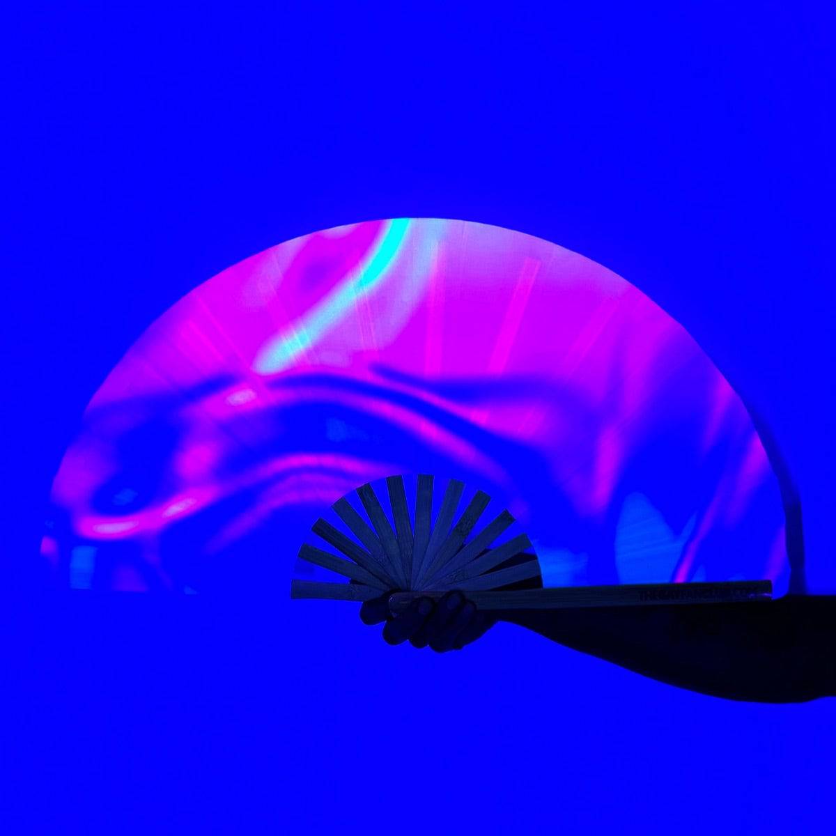 Clack Hand Fan - Fluid (UV) clack-hand-fan-fluid-uv-the-gay-fan-club-glow