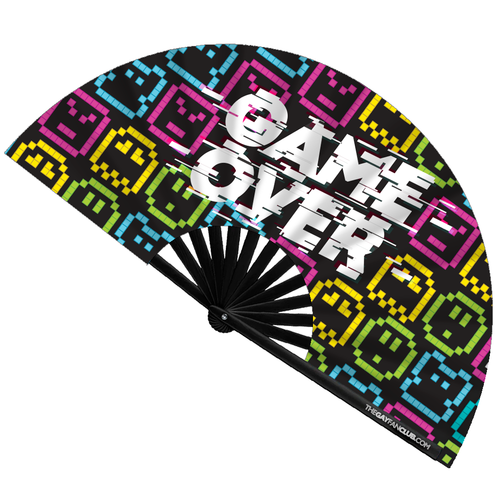Clack Hand Fan - Game Over (UV) clack-hand-fan-game-over-uv-front