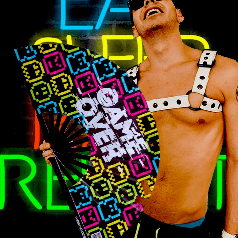 Clack Hand Fan - Game Over (UV) clack-hand-fan-game-over-uv-the-gay-fan-club-lifestyle