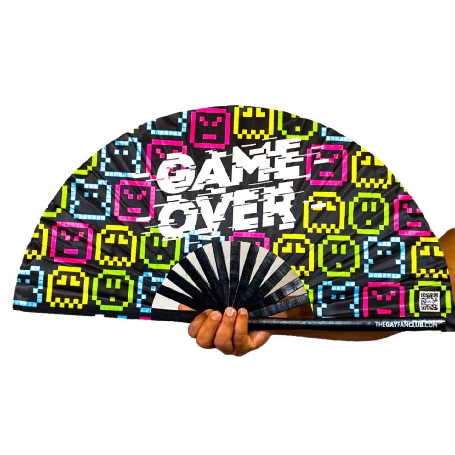 Clack Hand Fan - Game Over (UV) clack-hand-fan-game-over-uv-the-gay-fan-club