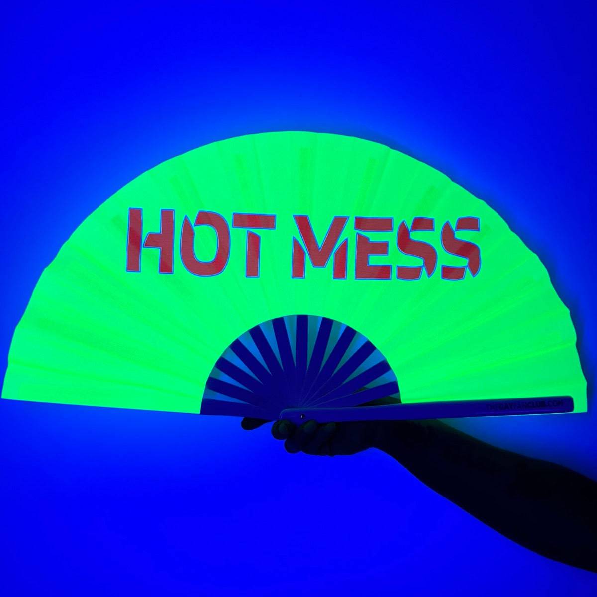 Clack Hand Fan - Hot Mess (UV) clack-hand-fan-hot-mess-uv-the-gay-fan-club