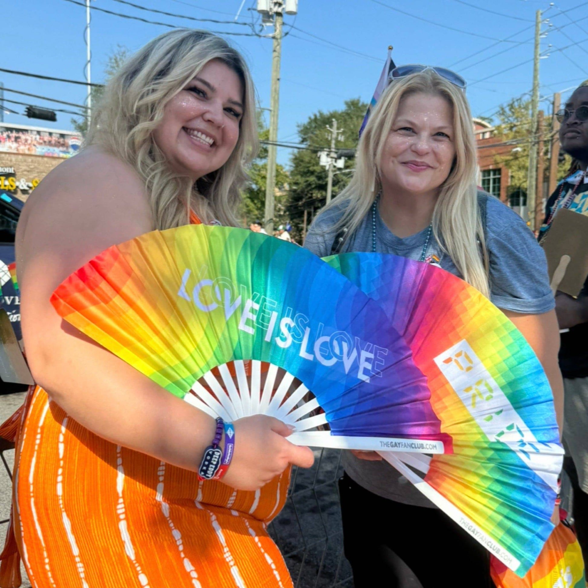Clack Hand Fan - LGBTQ Love Is Love Rainbow (UV) clack-hand-fan-lgbtq-love-is-love-rainbow-uv-the-gay-fan-club-lifestyle