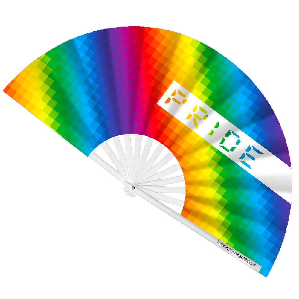 Clack Hand Fan - LGBTQ Pride Rainbow (UV) clack-hand-fan-lgbtq-pride-rainbow-uv-front