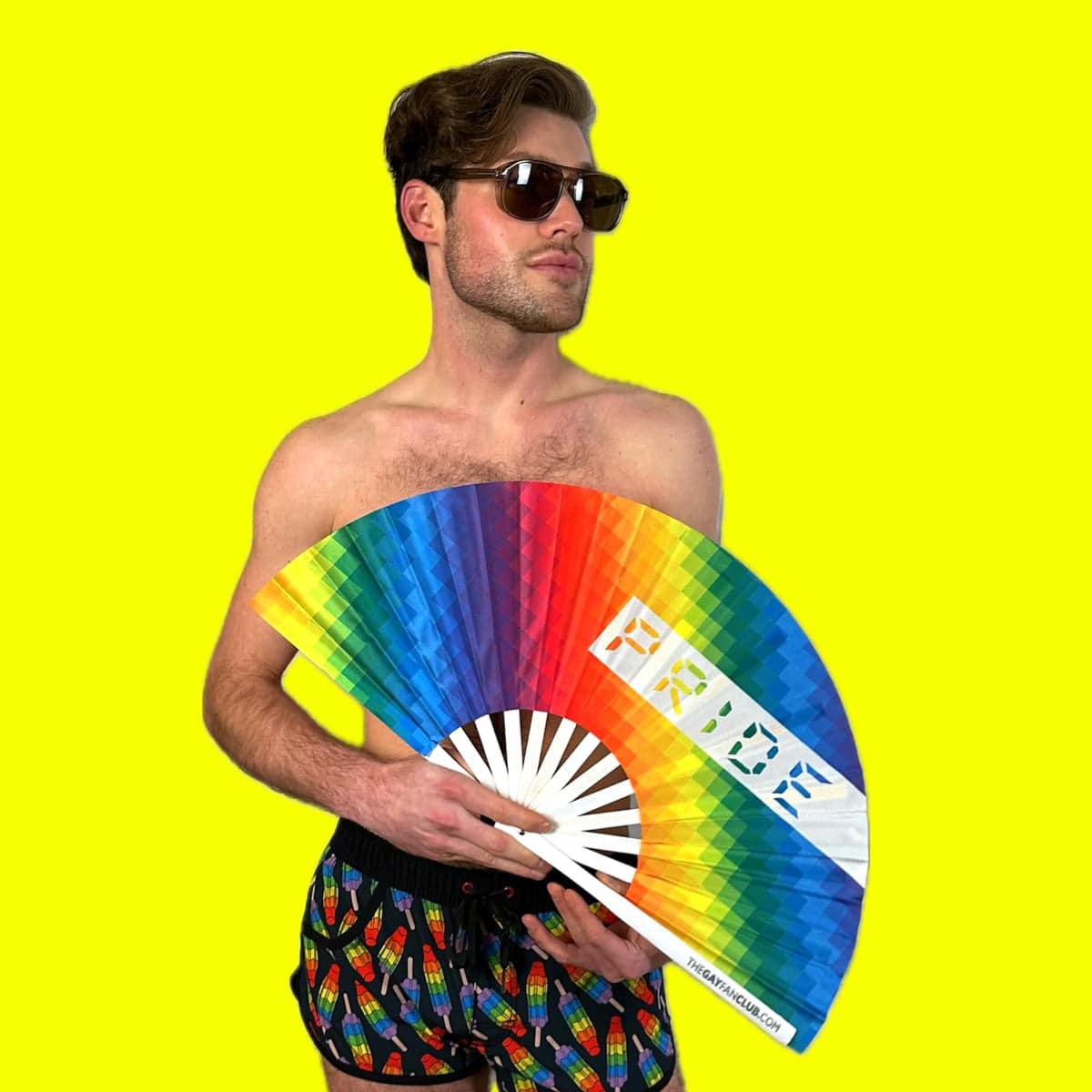 Clack Hand Fan - LGBTQ Pride Rainbow (UV) clack-hand-fan-lgbtq-pride-rainbow-uv-gay-fan-club-lifestyle