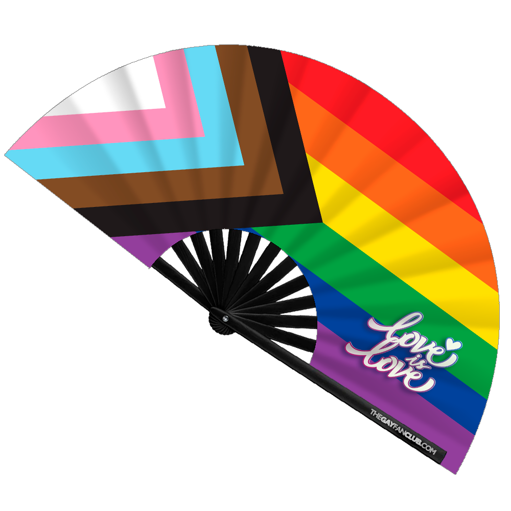 Clack Hand Fan - LGBTQ Progress Pride Rainbow Flag clack-hand-fan-lgbtq-progress-pride-rainbow-flag-front