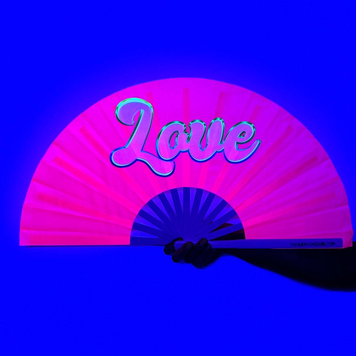 Clack Hand Fan - Love clack-hand-fan-love-the-gay-fan-club-blacklight