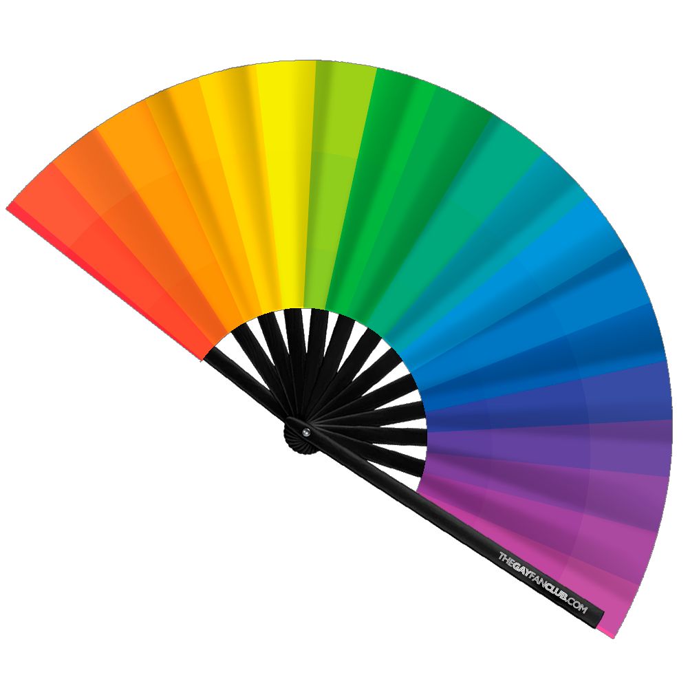 Clack Hand Fan - Over The Rainbow clack-hand-fan-over-the-rainbow-black-front