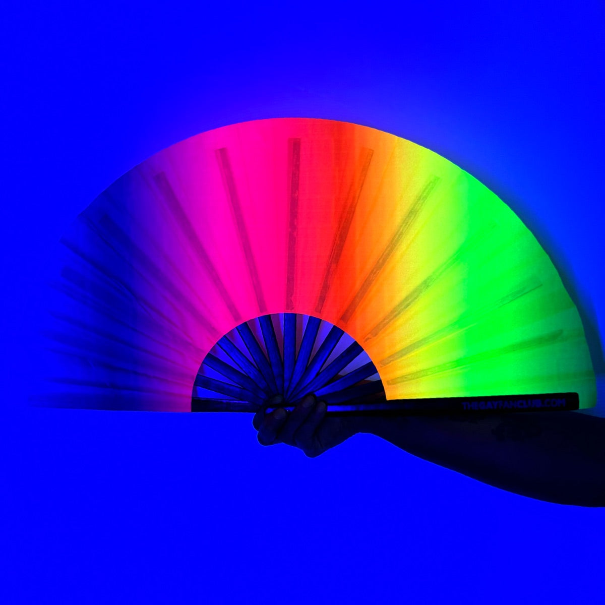 Clack Hand Fan - Rainbow Rave clack-hand-fan-rainbow-rave-blacklight