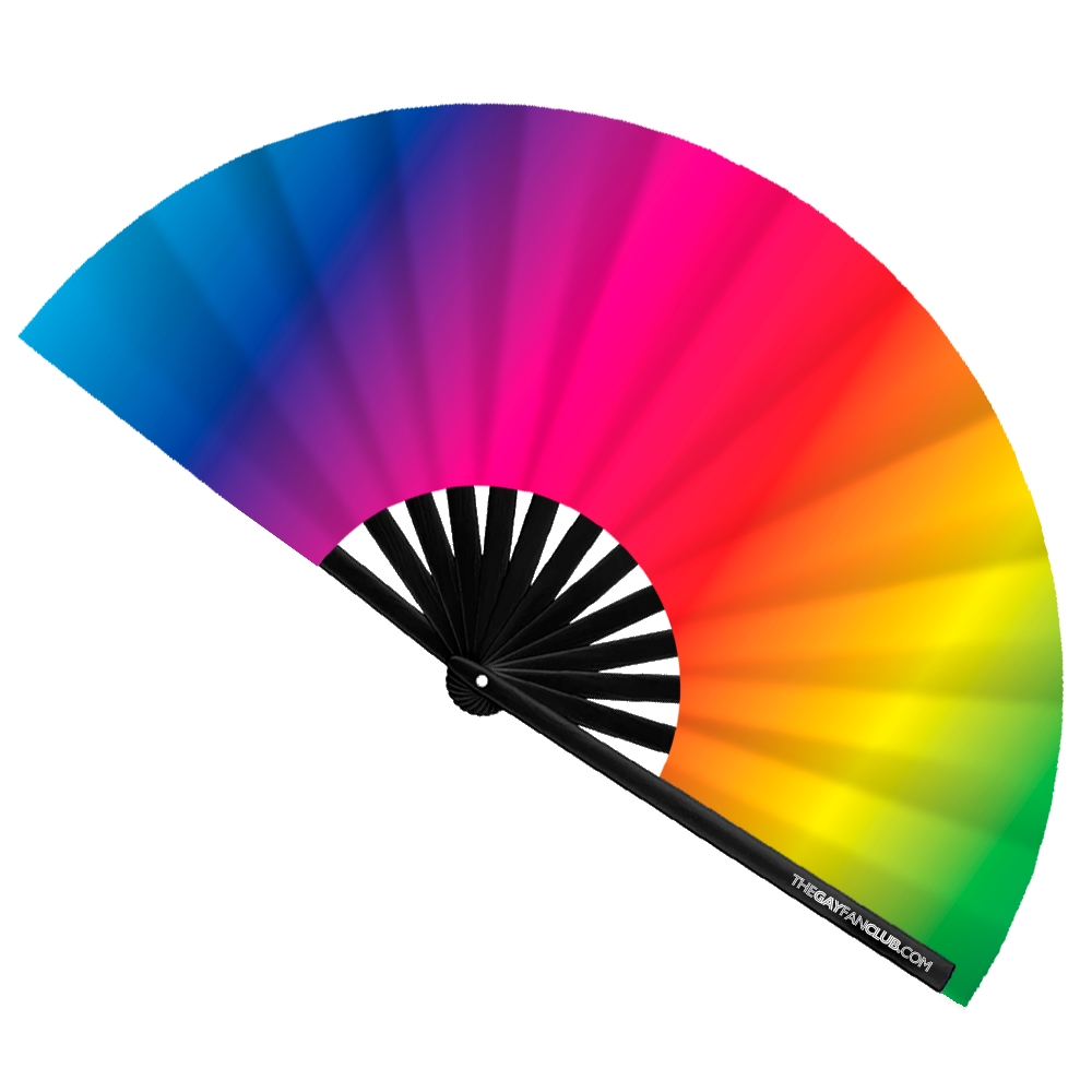 Clack Hand Fan - Rainbow Rave clack-hand-fan-rainbow-rave-front