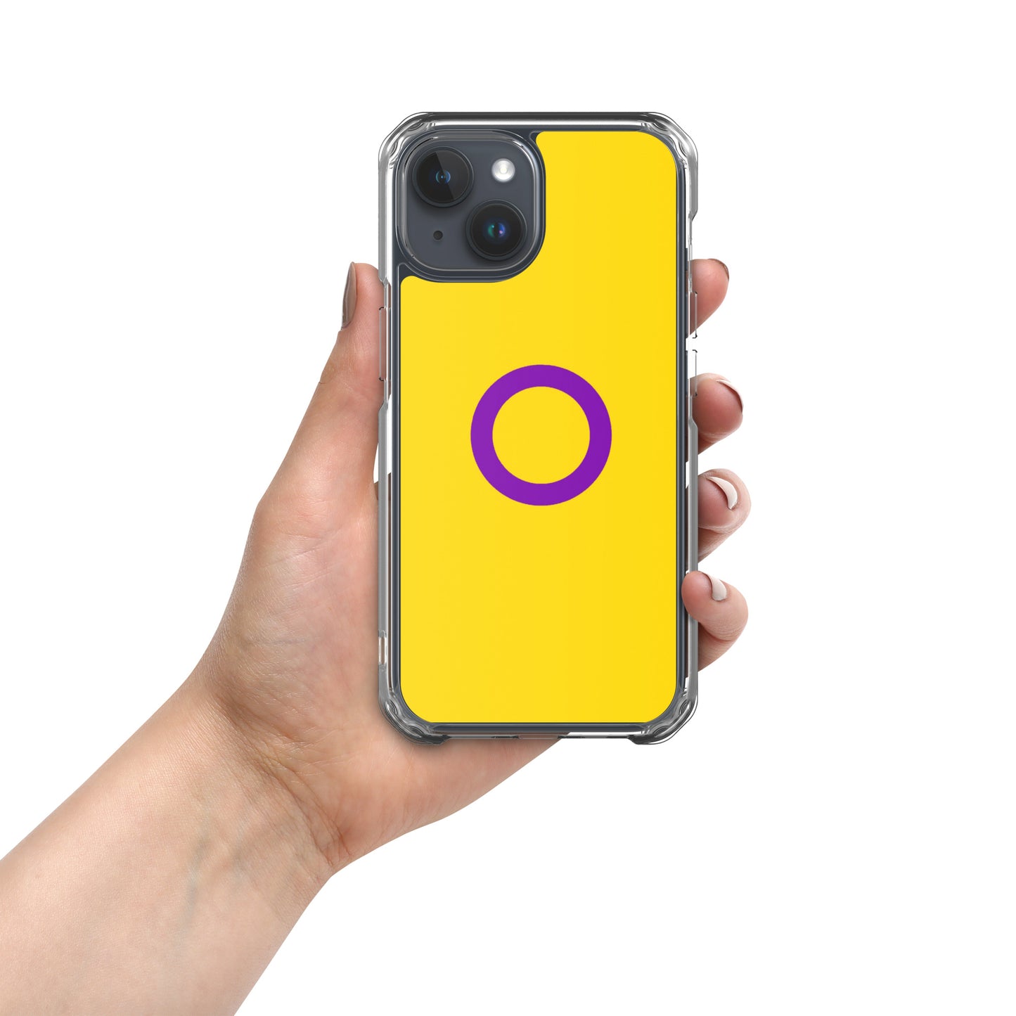 Intersex Pride Flag Apple iPhone Cell Phone Case iPhone 15 Intersex clear-case-for-iphone-iphone-15-case-on-phone-674cdacd027ba