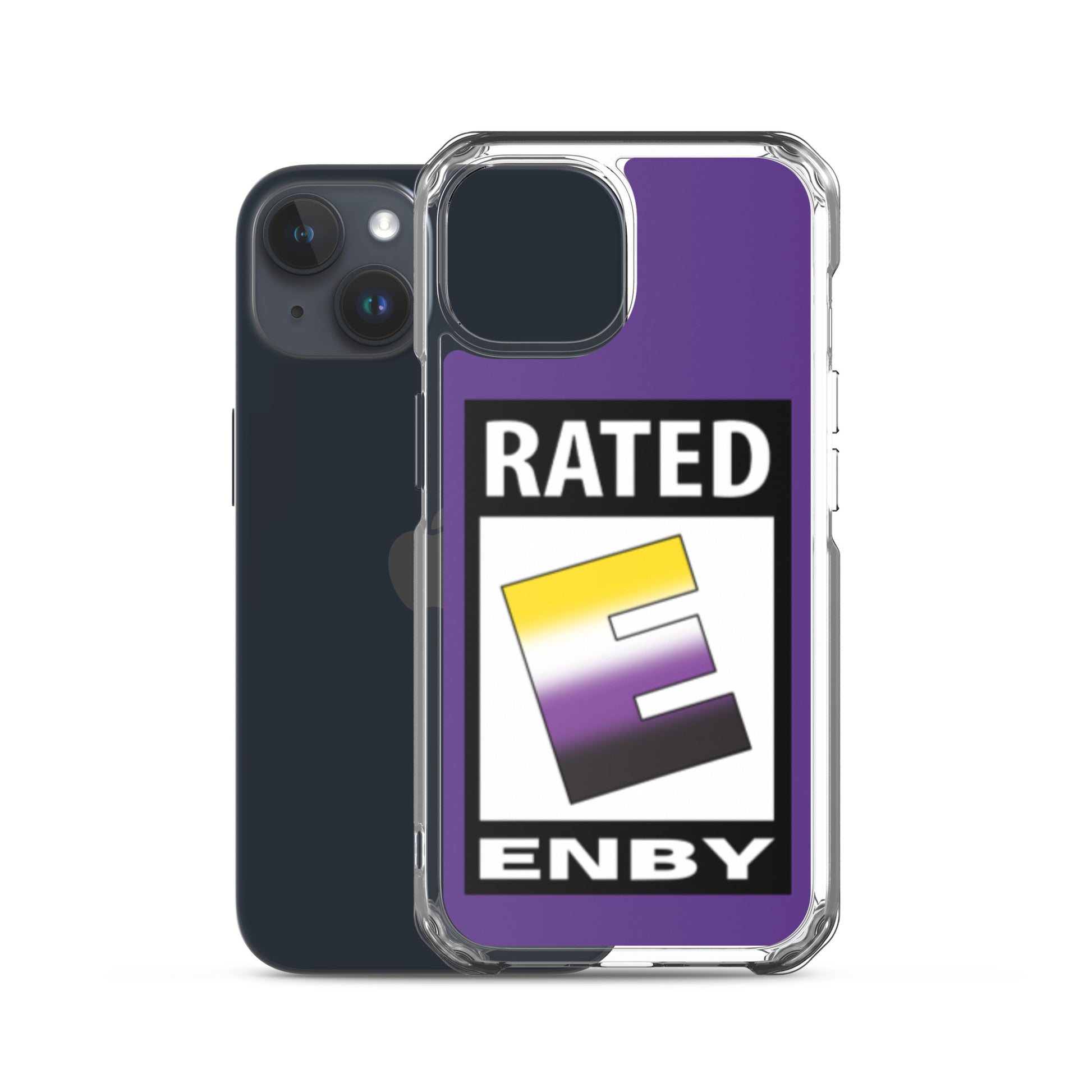 Nonbinary Enby Pride Apple iPhone Cell Phone Case - Rated E for Enby clear-case-for-iphone-iphone-15-case-with-phone-66f83abec6fc9