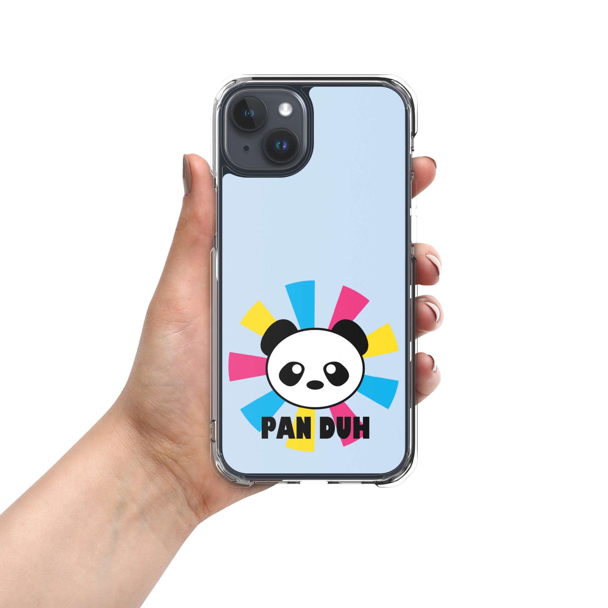 Pansexual Pan Pride Apple iPhone Case - Pan Duh iPhone 15 Plus clear-case-for-iphone-iphone-15-plus-case-on-phone-674cd99b01137