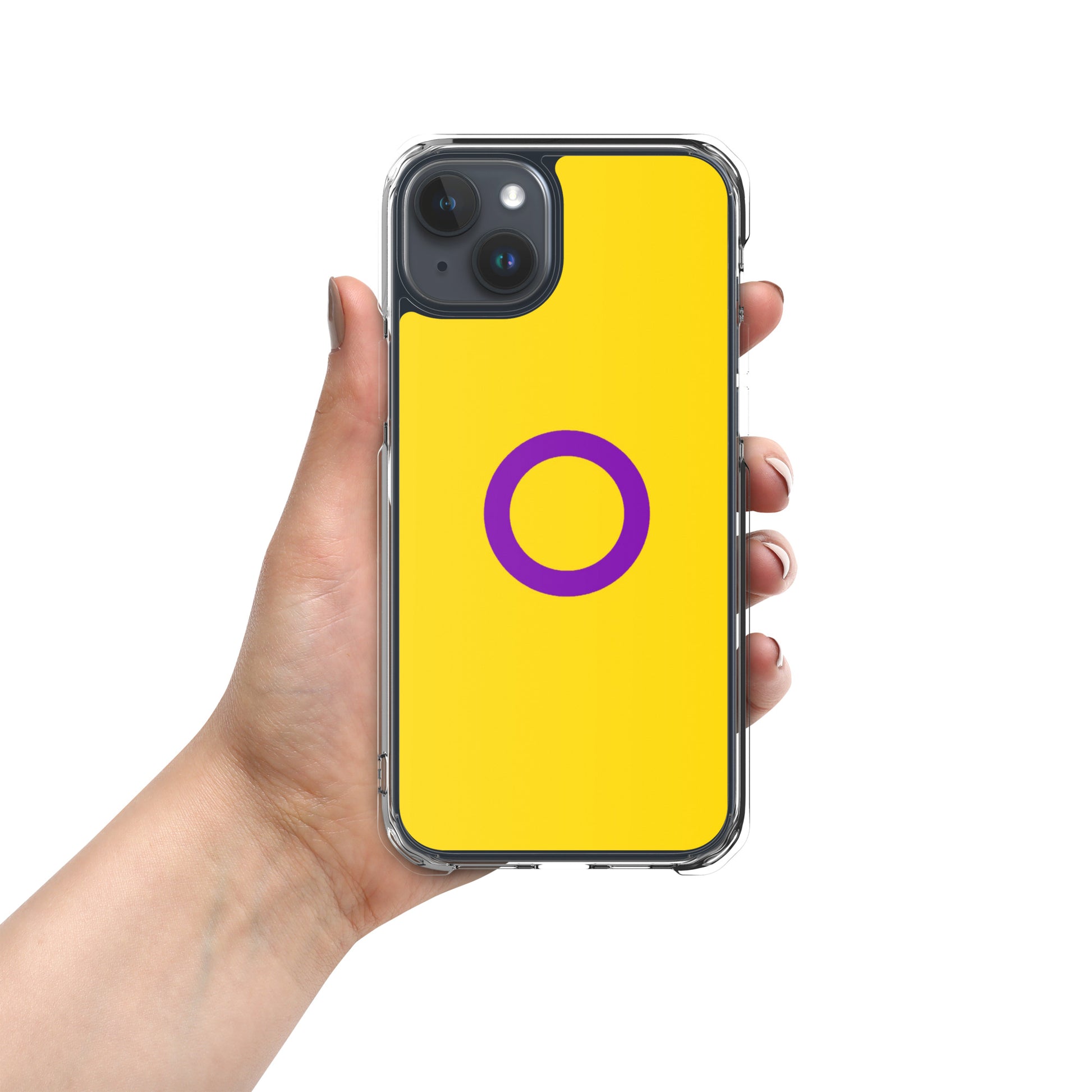 Intersex Pride Flag Apple iPhone Cell Phone Case iPhone 15 Plus Intersex clear-case-for-iphone-iphone-15-plus-case-on-phone-674cdacd025e5