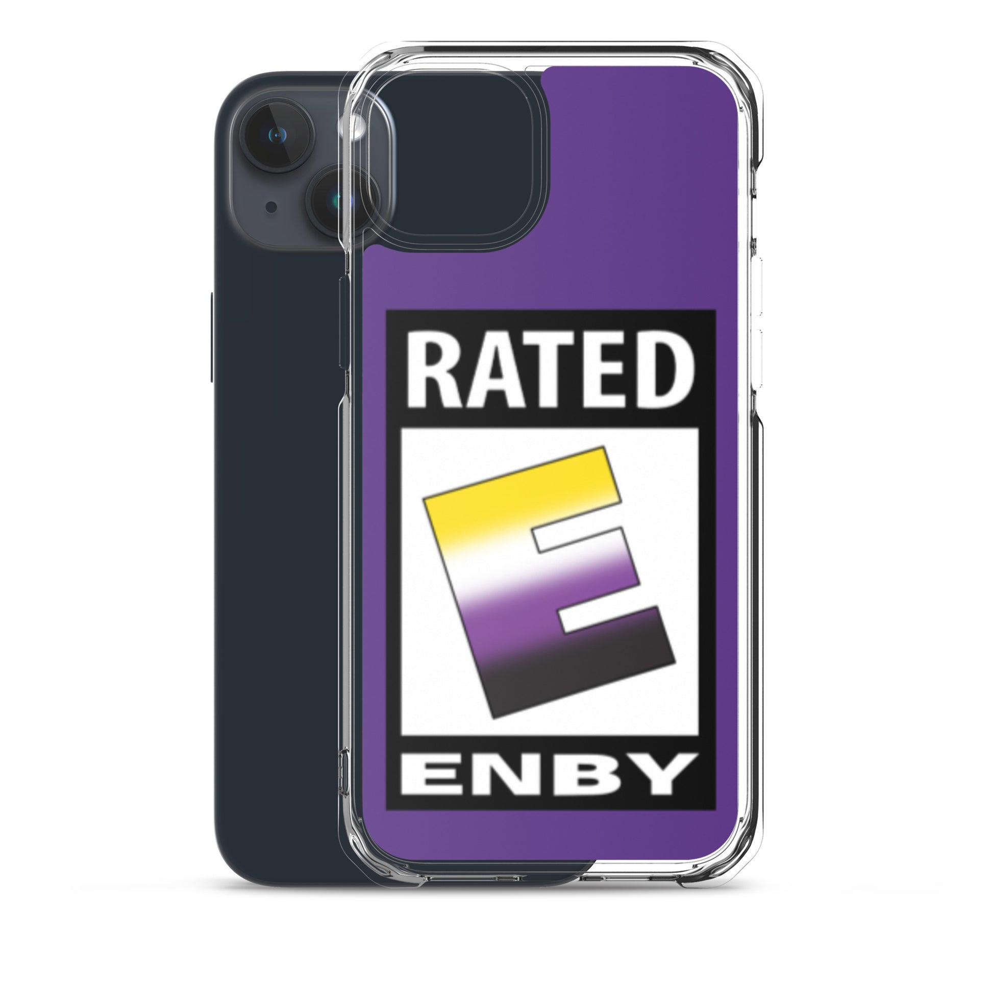 Nonbinary Enby Pride Apple iPhone Cell Phone Case - Rated E for Enby clear-case-for-iphone-iphone-15-plus-case-with-phone-66f83abec6a95