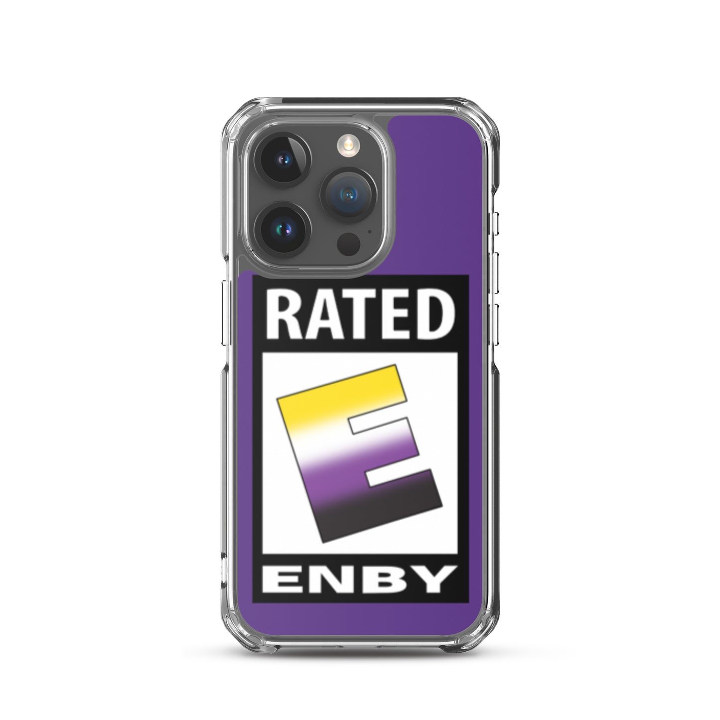 Nonbinary Enby Pride Apple iPhone Cell Phone Case - Rated E for Enby iPhone 15 Pro Nonbinary clear-case-for-iphone-iphone-15-pro-case-on-phone-66f83abec6dc3