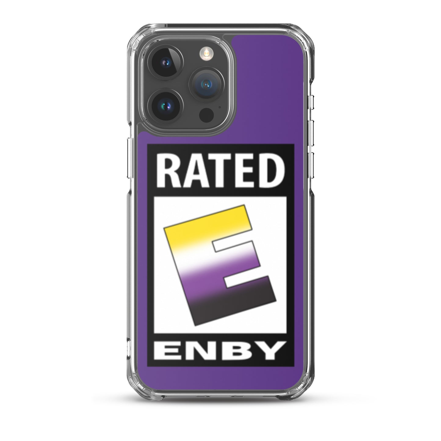 Nonbinary Enby Pride Apple iPhone Cell Phone Case - Rated E for Enby iPhone 15 Pro Max Nonbinary clear-case-for-iphone-iphone-15-pro-max-case-on-phone-66f83abec6bcf