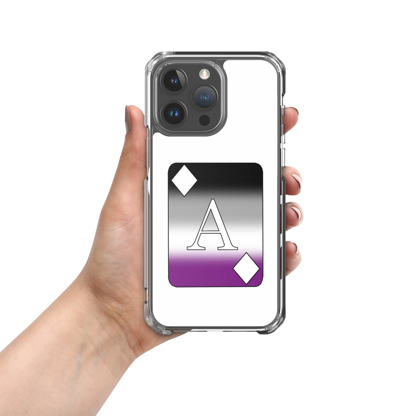 Asexual Ace Pride Ace Card Apple iPhone Cell Phone Case iPhone 15 Pro Max Asexual clear-case-for-iphone-iphone-15-pro-max-case-on-phone-674cd70084fef