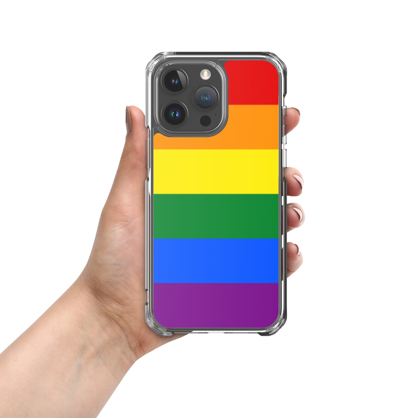 LGBTQ Pride Flag Apple iPhone Case iPhone 15 Pro Max Pride clear-case-for-iphone-iphone-15-pro-max-case-on-phone-674cde21be6ad