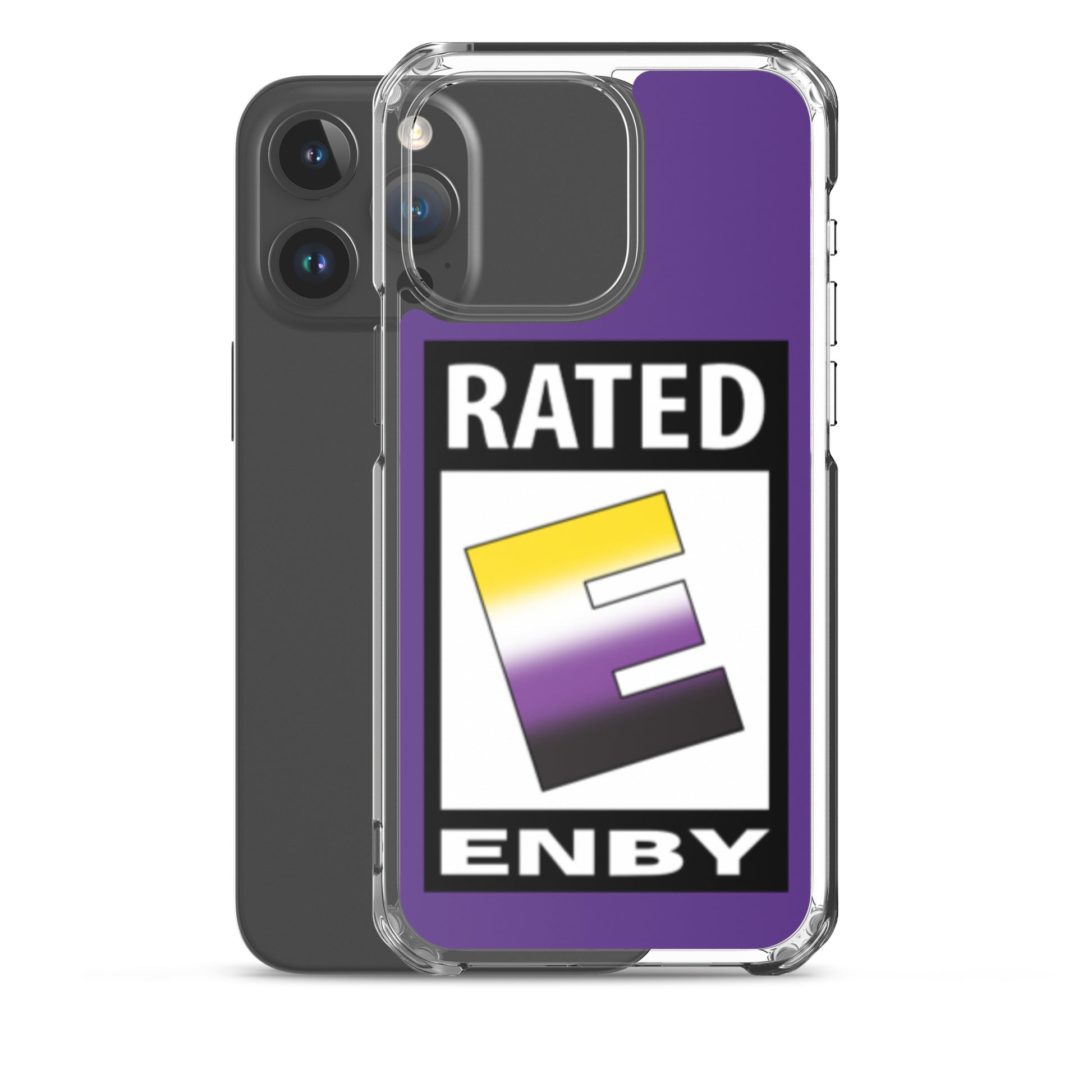 Nonbinary Enby Pride Apple iPhone Cell Phone Case - Rated E for Enby clear-case-for-iphone-iphone-15-pro-max-case-with-phone-66f83abec6ca1