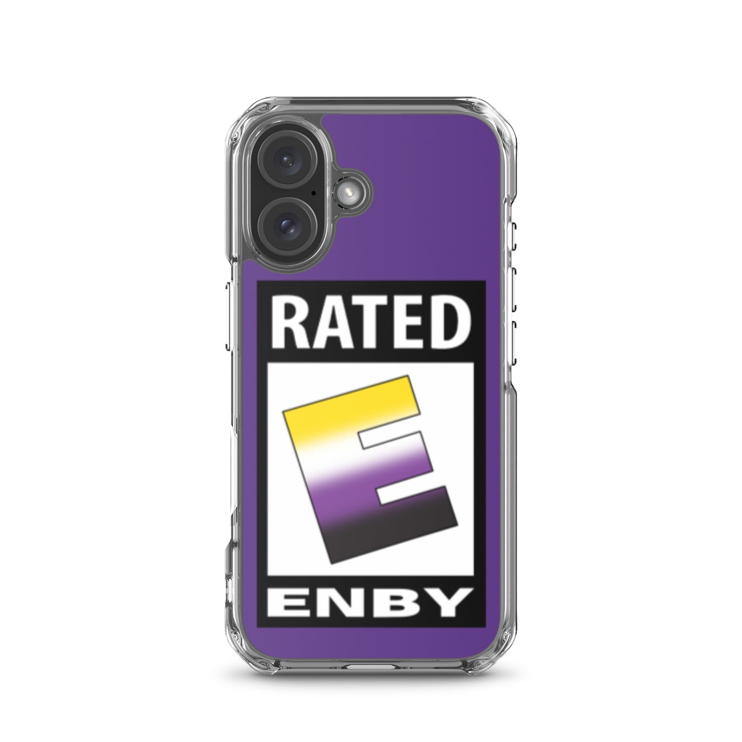 Nonbinary Enby Pride Apple iPhone Cell Phone Case - Rated E for Enby iPhone 16 Nonbinary clear-case-for-iphone-iphone-16-case-on-phone-66f83abec76ba