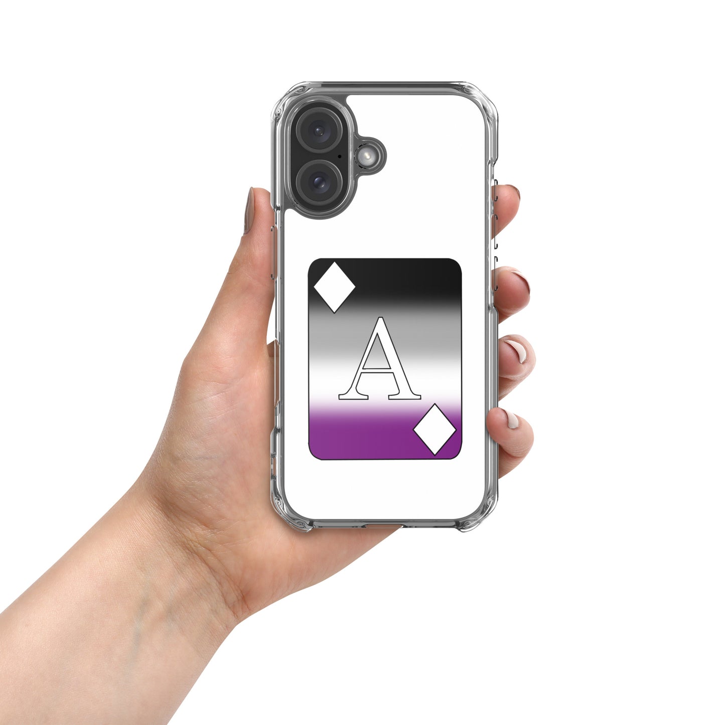 Asexual Ace Pride Ace Card Apple iPhone Cell Phone Case iPhone 16 Asexual clear-case-for-iphone-iphone-16-case-on-phone-674cd7008543b