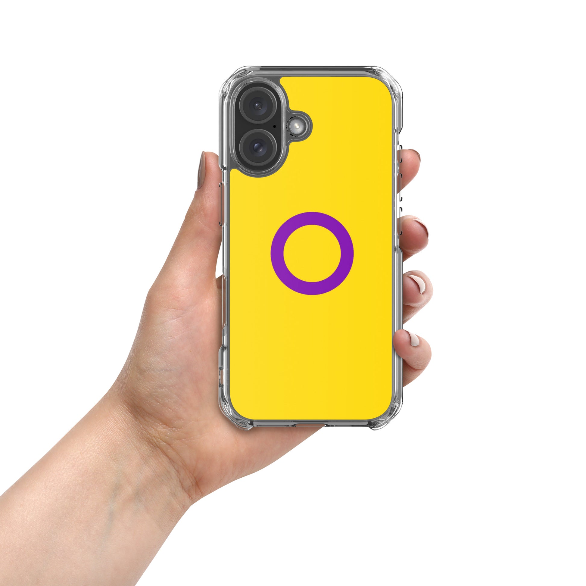 Intersex Pride Flag Apple iPhone Cell Phone Case iPhone 16 Intersex clear-case-for-iphone-iphone-16-case-on-phone-674cdacd02991