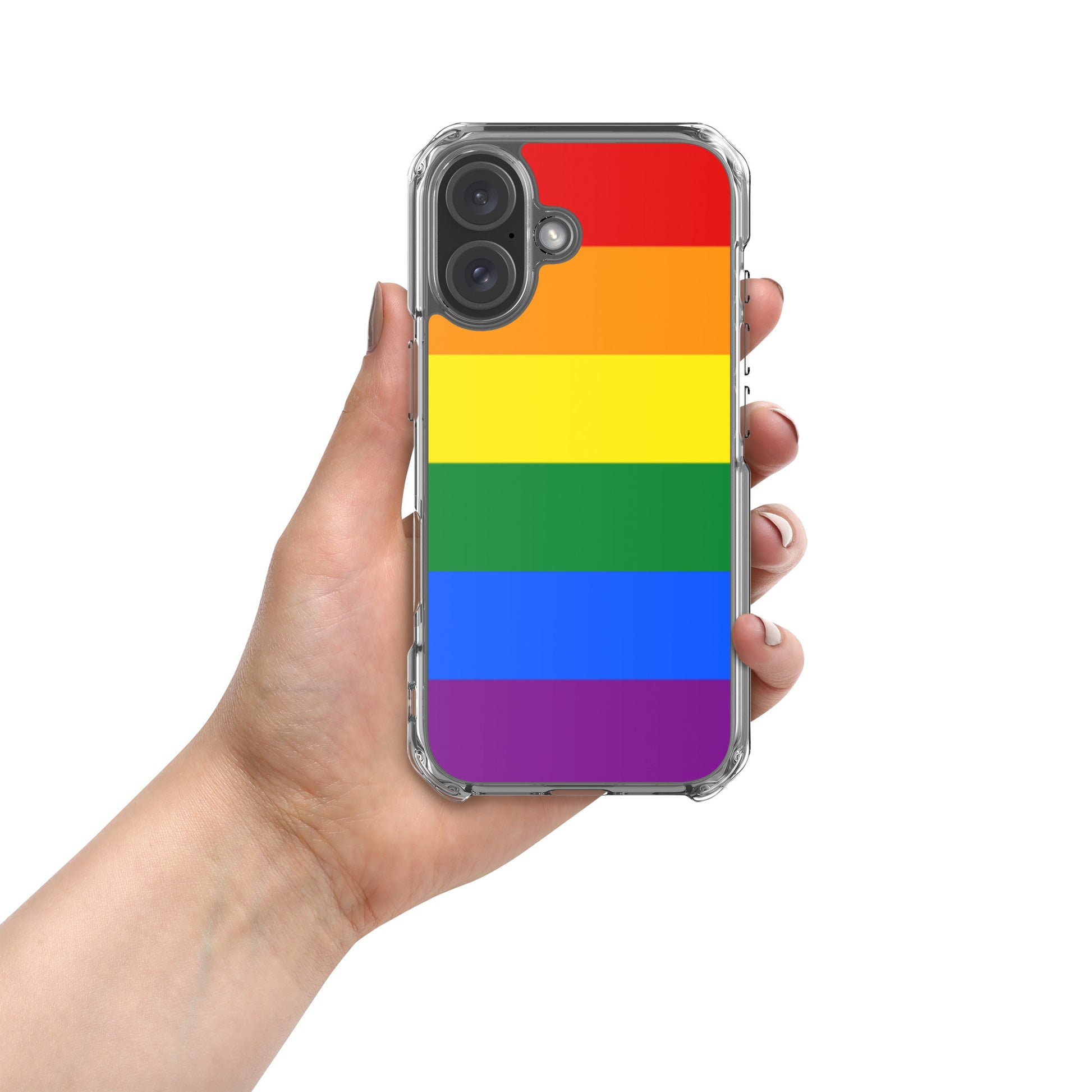 LGBTQ Pride Flag Apple iPhone Case iPhone 16 Pride clear-case-for-iphone-iphone-16-case-on-phone-674cde21be9b3