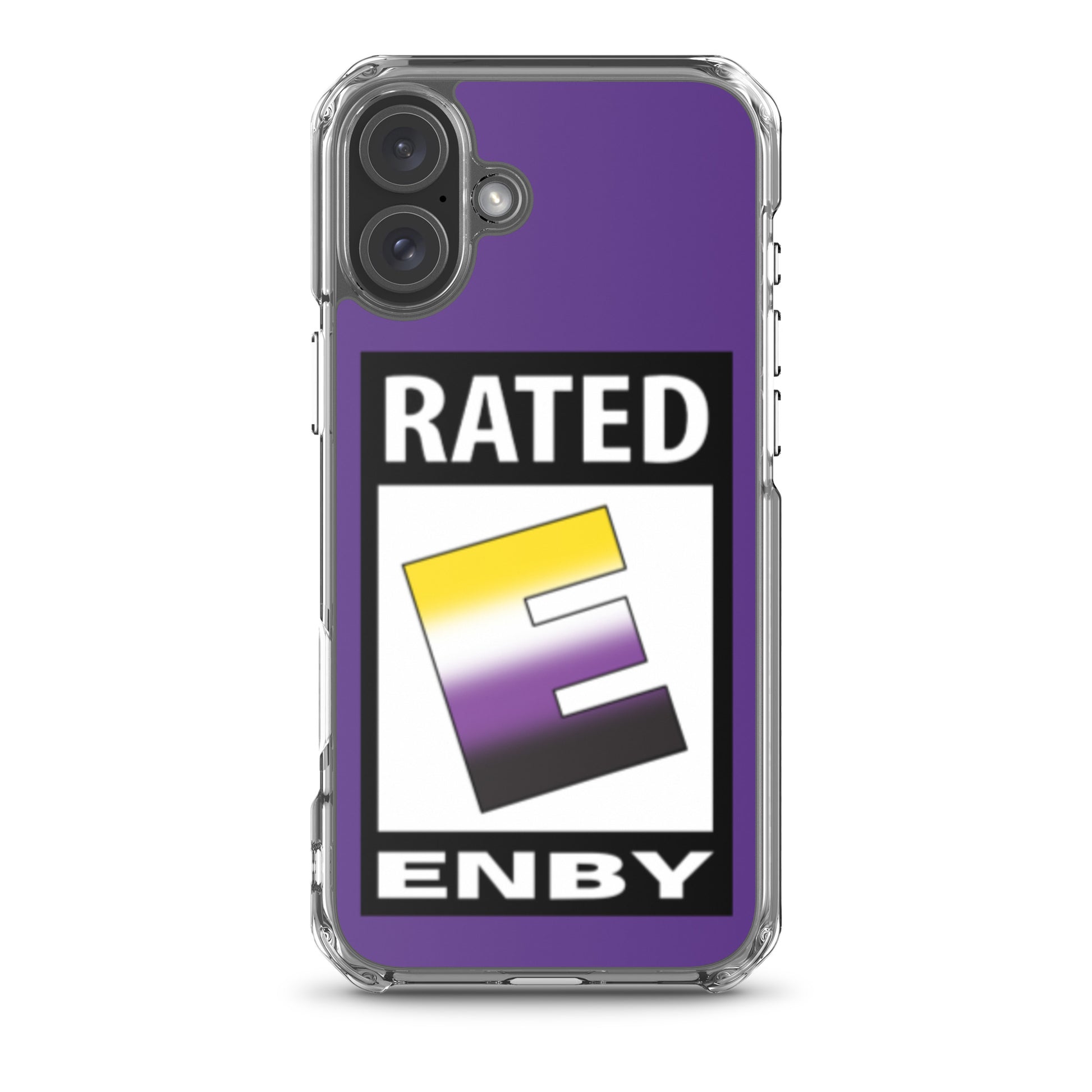 Nonbinary Enby Pride Apple iPhone Cell Phone Case - Rated E for Enby iPhone 16 Plus Nonbinary clear-case-for-iphone-iphone-16-plus-case-on-phone-66f83abec70e9