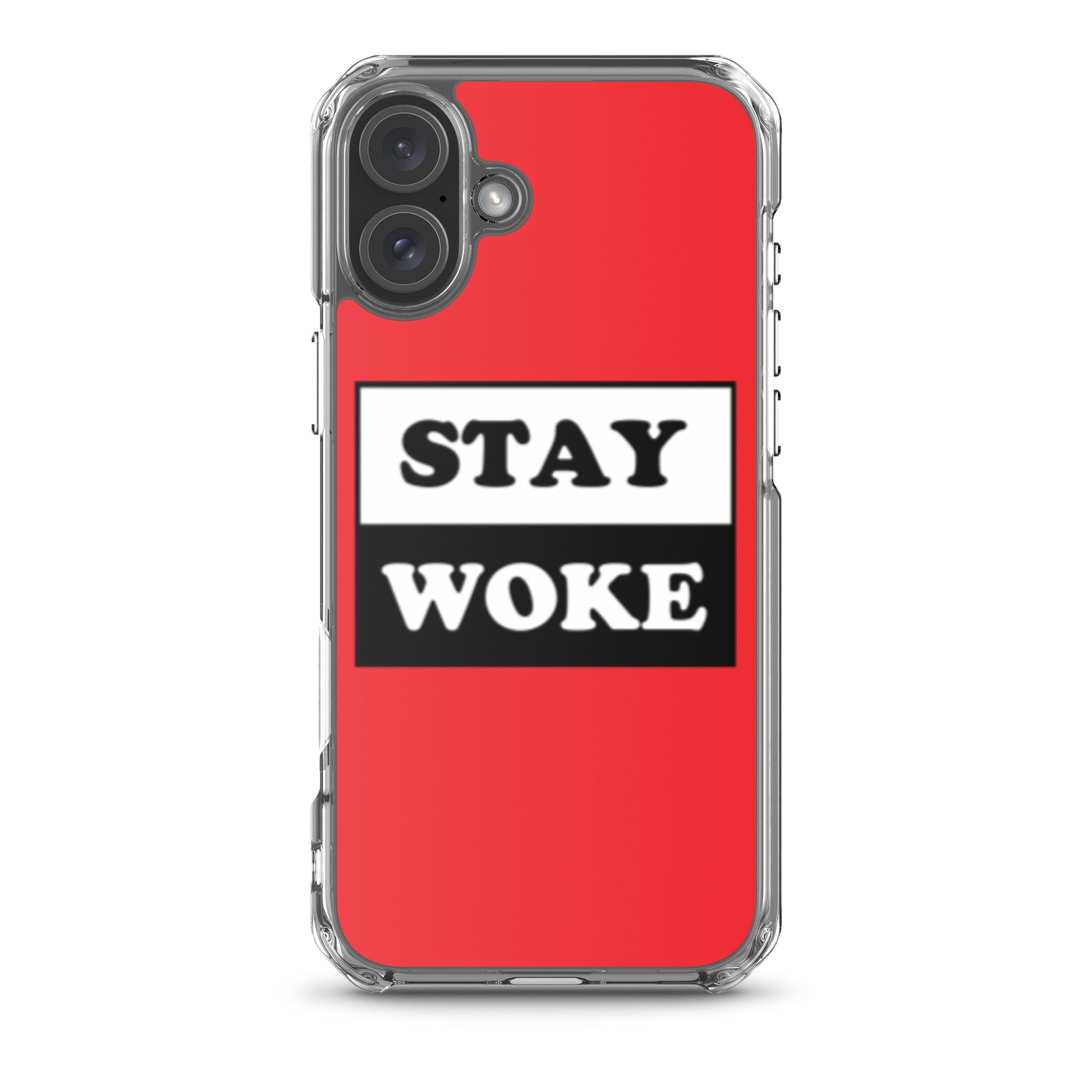 Stay Woke Apple iPhone Cell Phone Case iPhone 16 Plus clear-case-for-iphone-iphone-16-plus-case-on-phone-66f83b5e35788