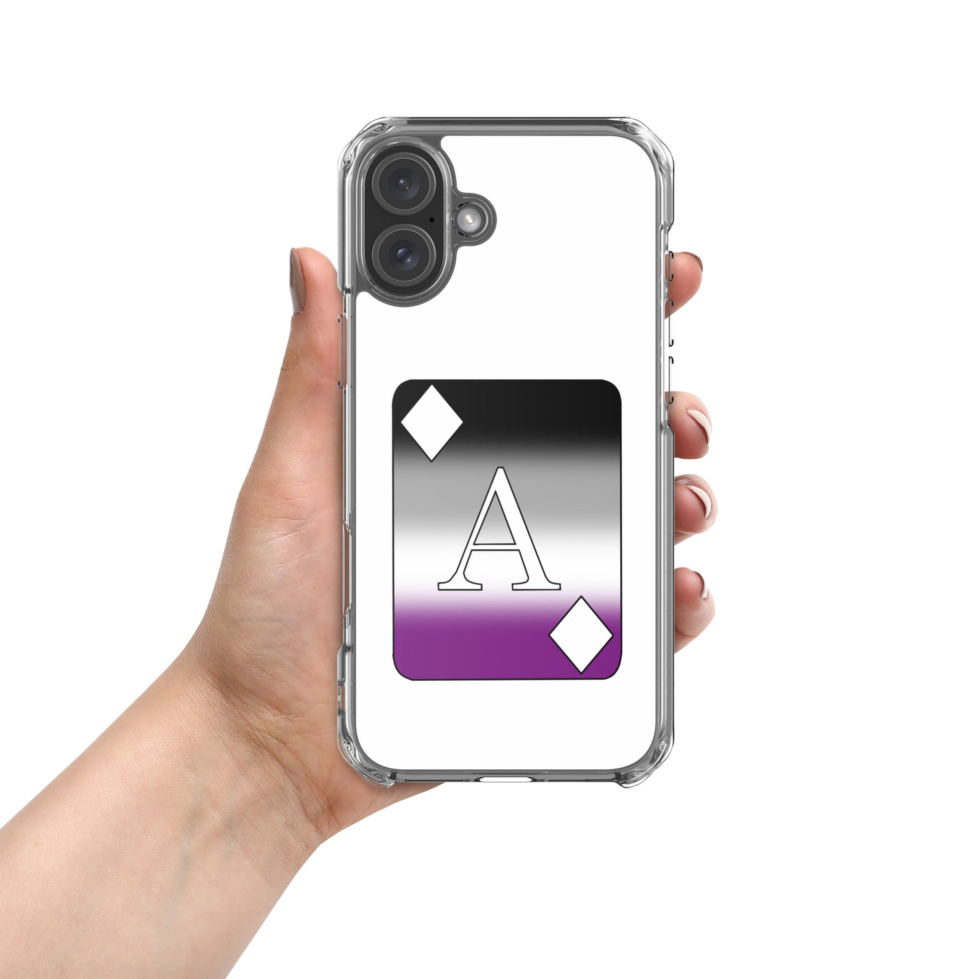 Asexual Ace Pride Ace Card Apple iPhone Cell Phone Case iPhone 16 Plus Asexual clear-case-for-iphone-iphone-16-plus-case-on-phone-674cd700851e2