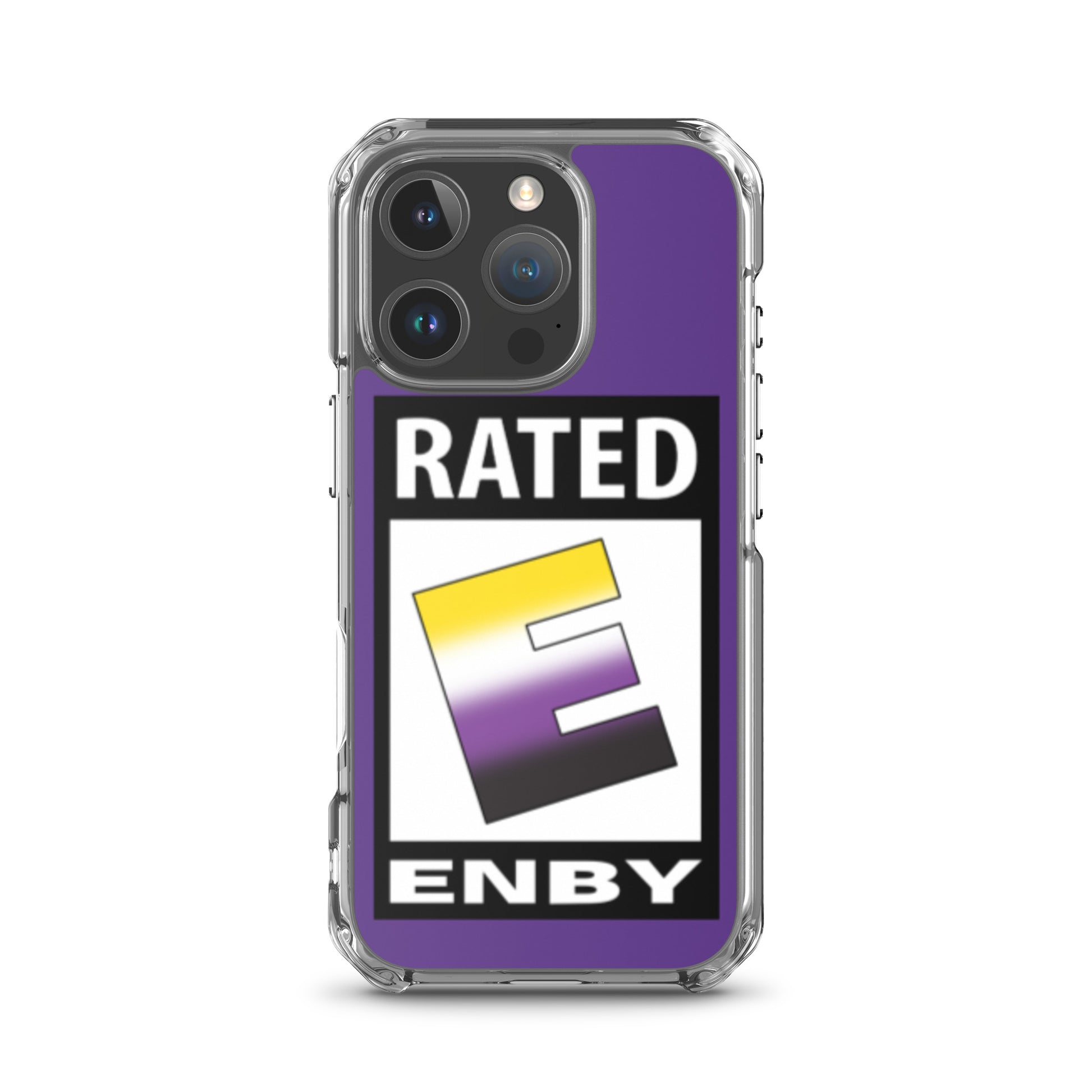 Nonbinary Enby Pride Apple iPhone Cell Phone Case - Rated E for Enby iPhone 16 Pro Nonbinary clear-case-for-iphone-iphone-16-pro-case-on-phone-66f83abec74cc