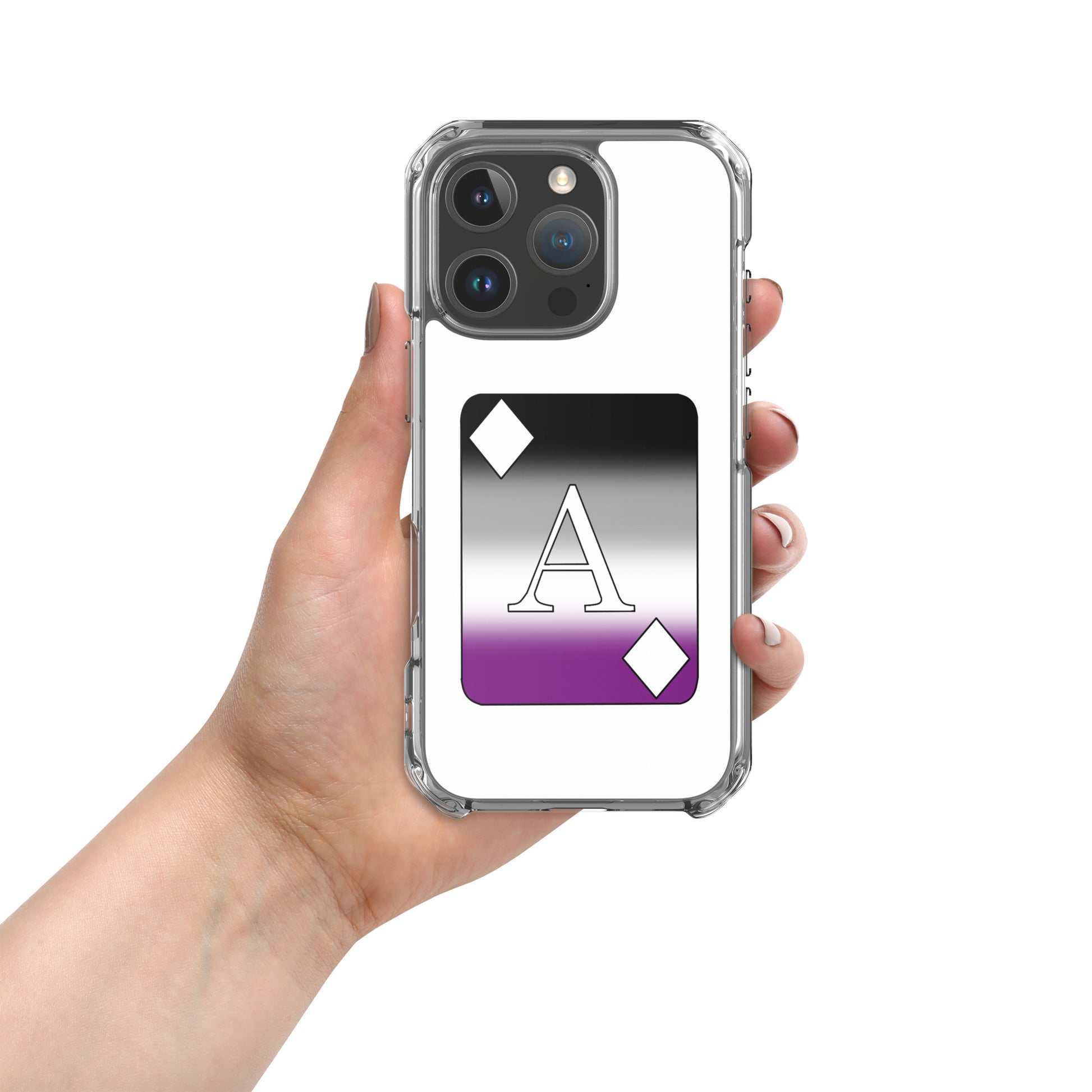 Asexual Ace Pride Ace Card Apple iPhone Cell Phone Case iPhone 16 Pro Asexual clear-case-for-iphone-iphone-16-pro-case-on-phone-674cd70085345