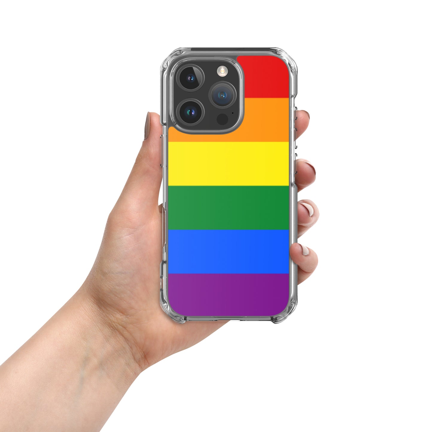 LGBTQ Pride Flag Apple iPhone Case iPhone 16 Pro Pride clear-case-for-iphone-iphone-16-pro-case-on-phone-674cde21be924