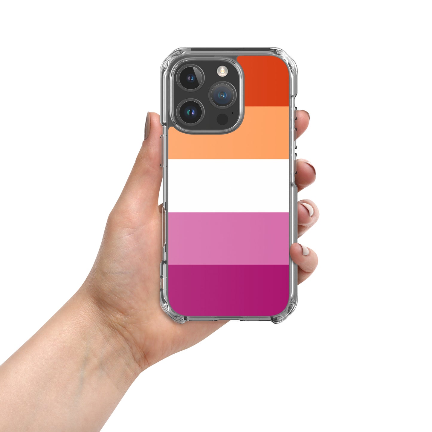 Lesbian Pride Flag Apple iPhone Cell Phone Case iPhone 16 Pro Lesbian clear-case-for-iphone-iphone-16-pro-case-on-phone-674ce19741765