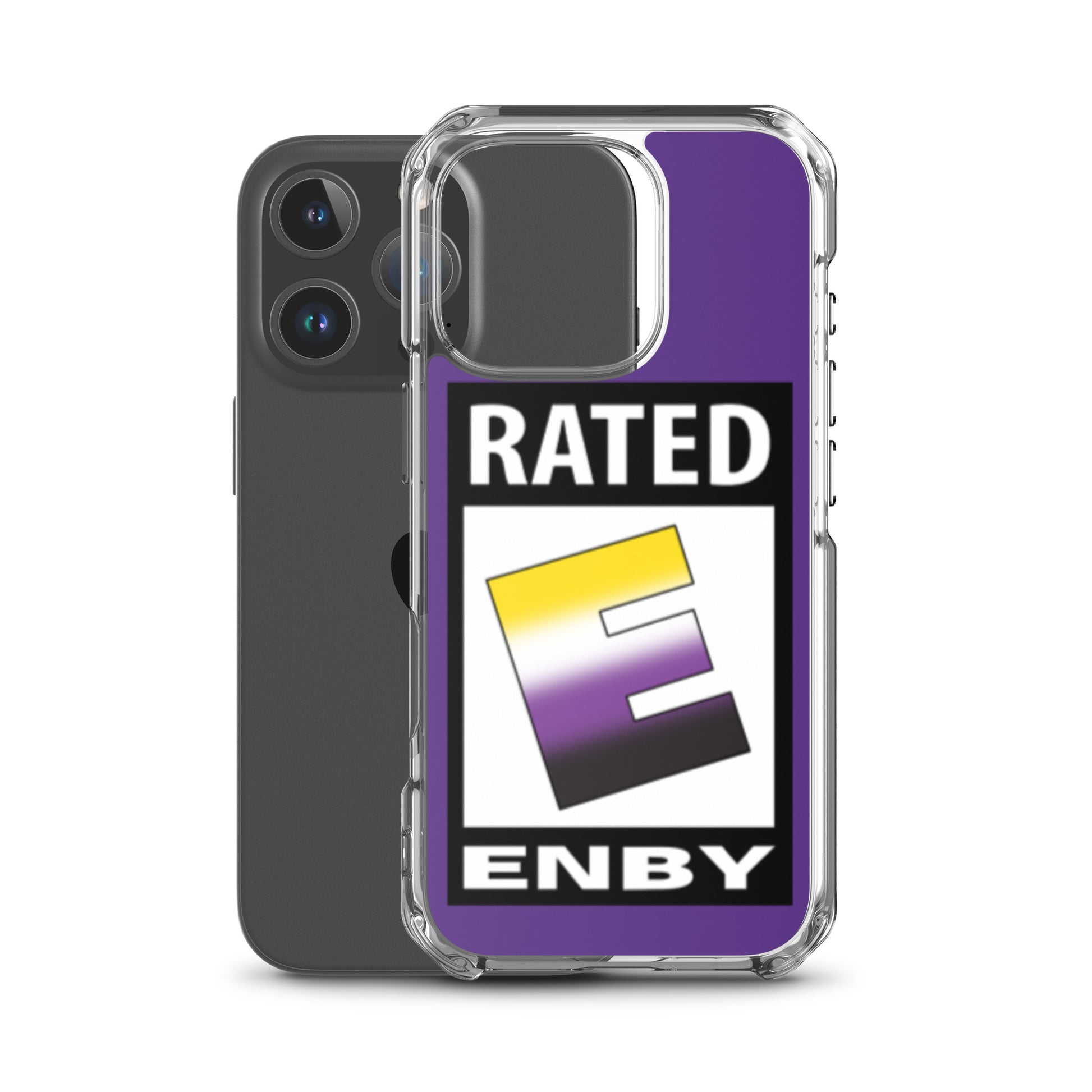 Nonbinary Enby Pride Apple iPhone Cell Phone Case - Rated E for Enby clear-case-for-iphone-iphone-16-pro-case-with-phone-66f83abec758f