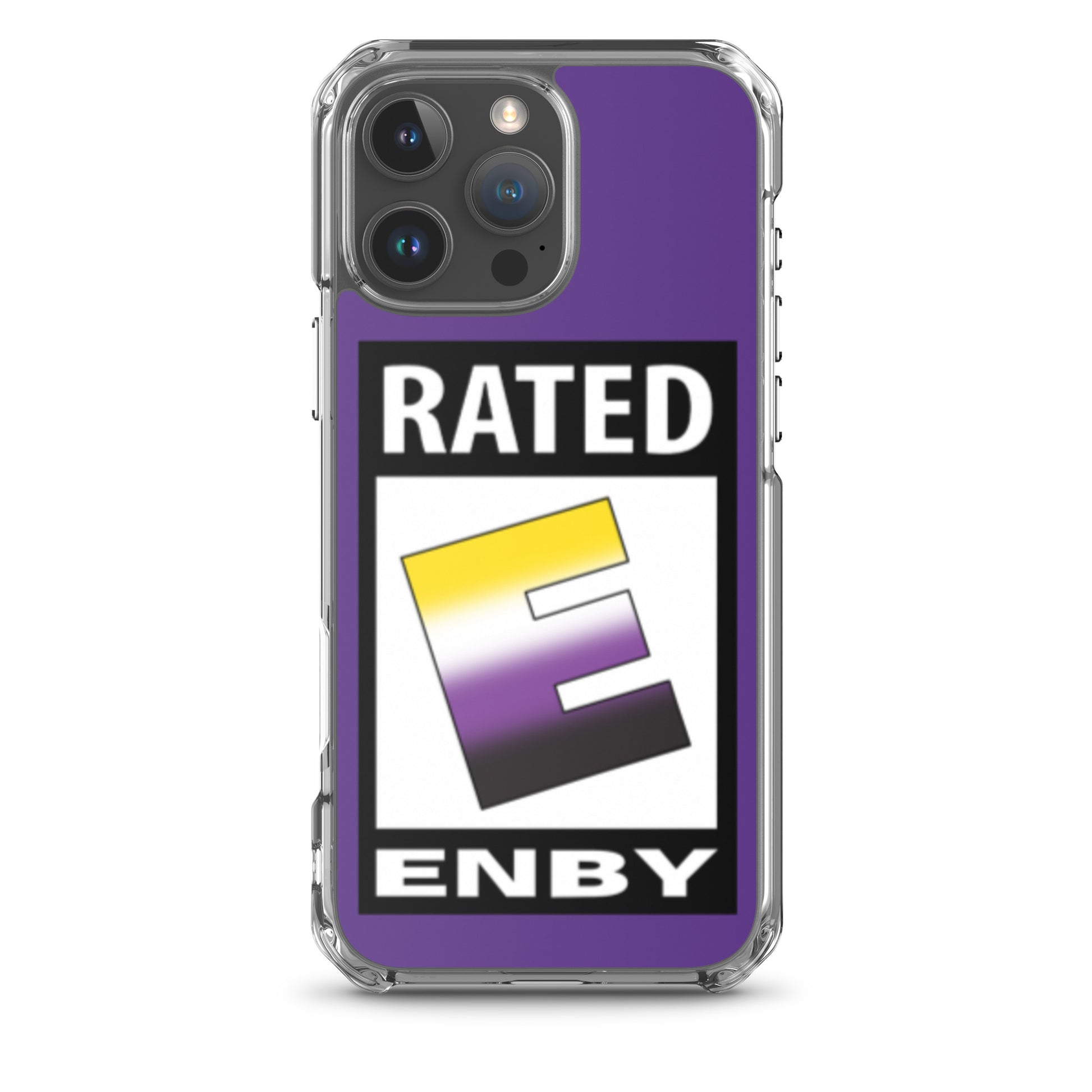 Nonbinary Enby Pride Apple iPhone Cell Phone Case - Rated E for Enby iPhone 16 Pro Max Nonbinary clear-case-for-iphone-iphone-16-pro-max-case-on-phone-66f83abec72f3